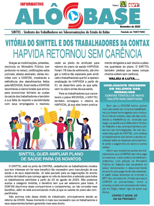 Vitória do Sinttel -  Hapvida retorna sem carência